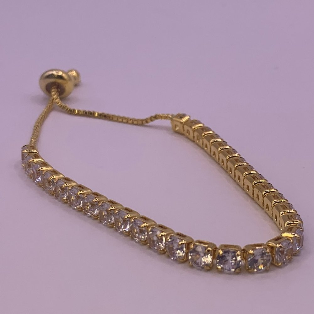 18 K Gold Plated 4mm Round Cubic Zirconia Classic Tennis Bracelet –